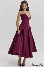 Deep V Strapless Bodycon Low-Waist Party Dress