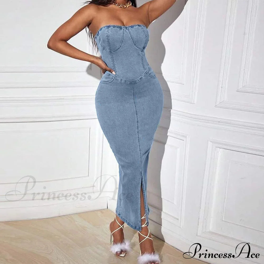 Denim Dreams Stylish Lace-Up Mini Dress