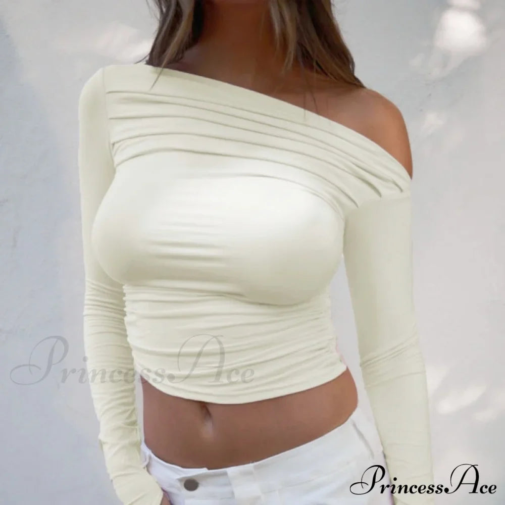 Design Outer Wear Tops Niche Long-Sleeved Off-The-Shoulder Shirt