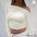 Design Outer Wear Tops Niche Long-Sleeved Off-The-Shoulder Shirt