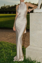 Satin Backless Sleeveless Party Dress