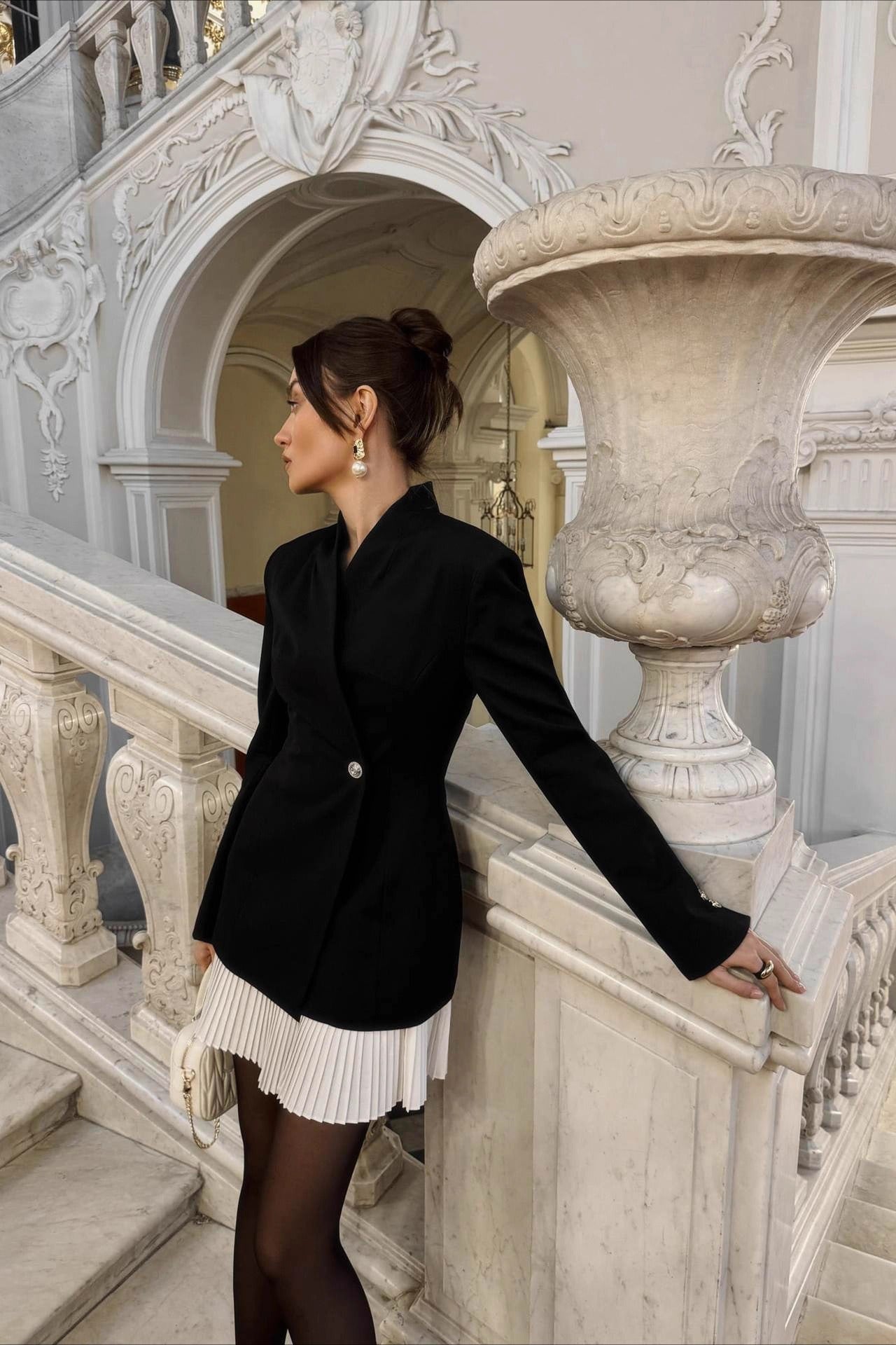 Ruched Waist Blazer Dress