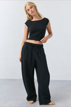 Cropped Fitted Retro Polka Dot T‑Shirt