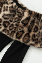 Off-Shoulder Leopard Print Fur Trim Bodycon Maxi Dress
