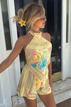 Ethnic Print Halter Loose Two Piece Set