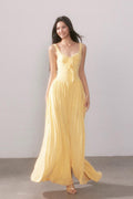 Lace Knit Cami Slit Flowy Maxi Dress