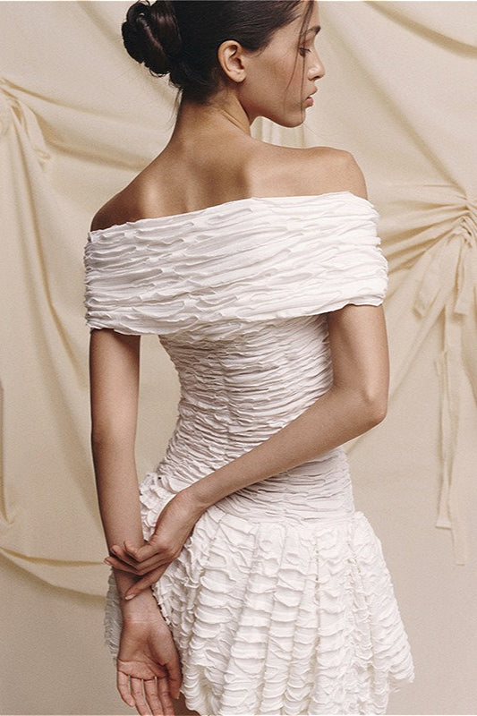Solid Off Shoulder Backless Bodycon Mini Dress