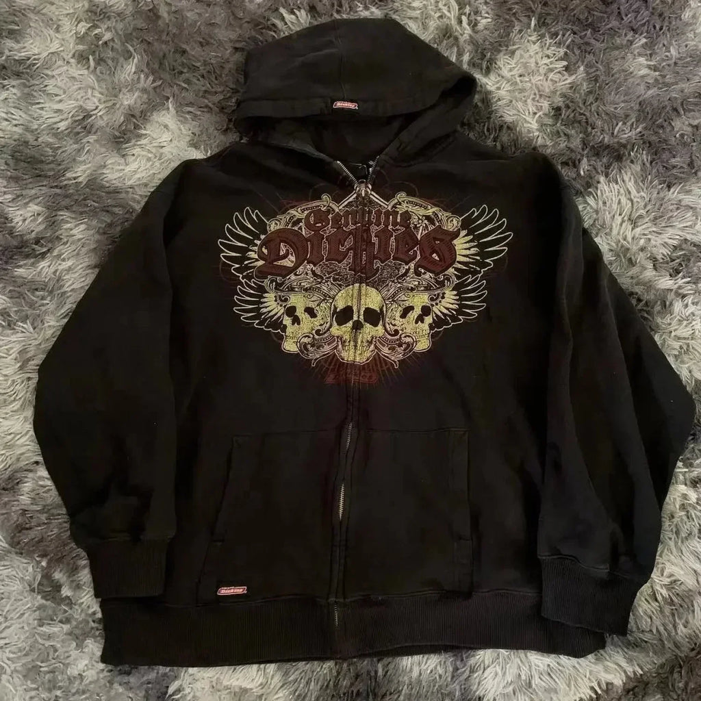 Distress Medieval Vintage Zip Hoodie