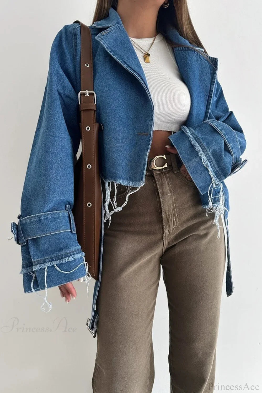 Distressed Lapel Denim Jacket