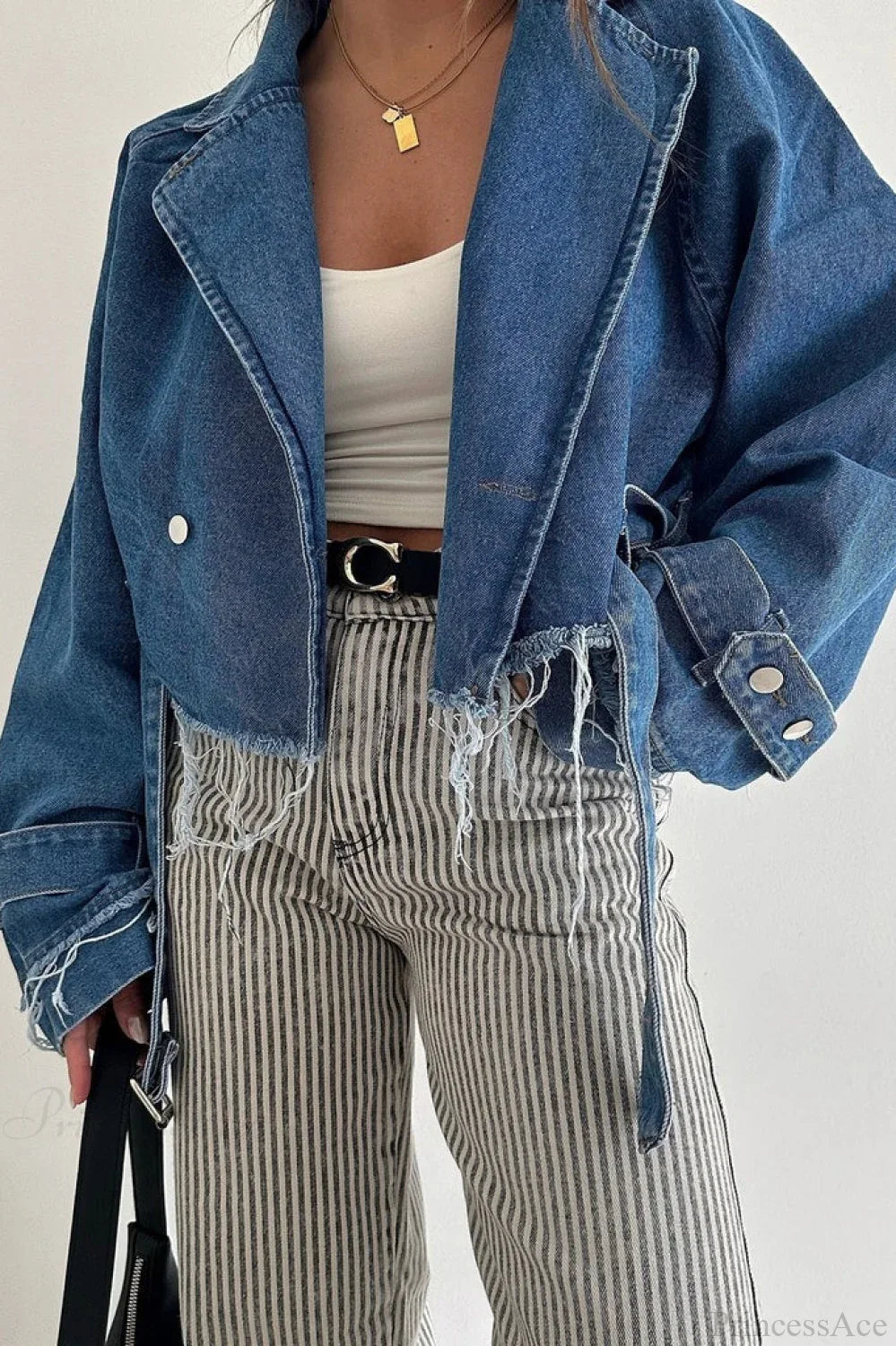 Distressed Lapel Denim Jacket