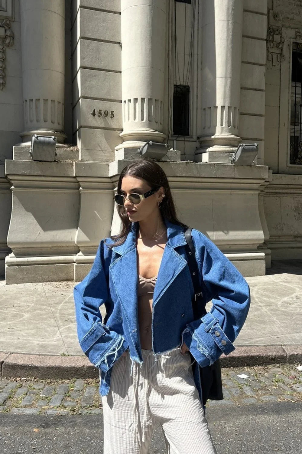 Distressed Lapel Denim Jacket