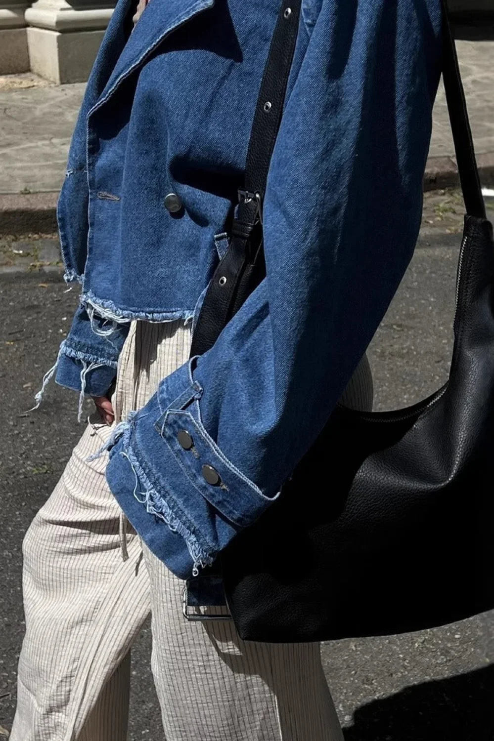 Distressed Lapel Denim Jacket