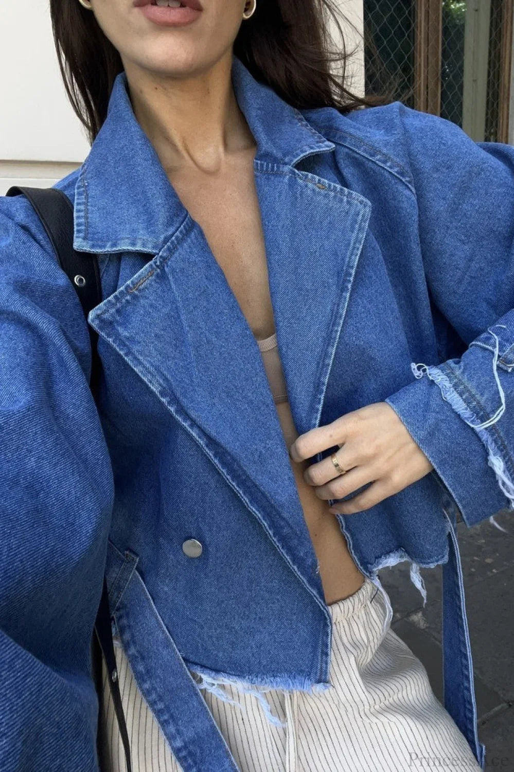 Distressed Lapel Denim Jacket