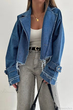 Distressed Lapel Denim Jacket