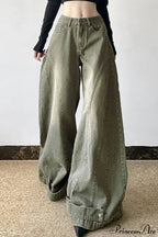 Distressed Low Waist Flared Wide Leg Jeans