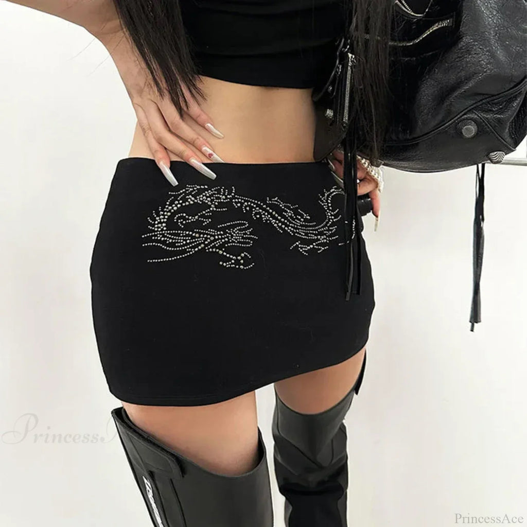 Dragon Rhinestone A-Line Skirt