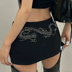 Dragon Rhinestone A-Line Skirt