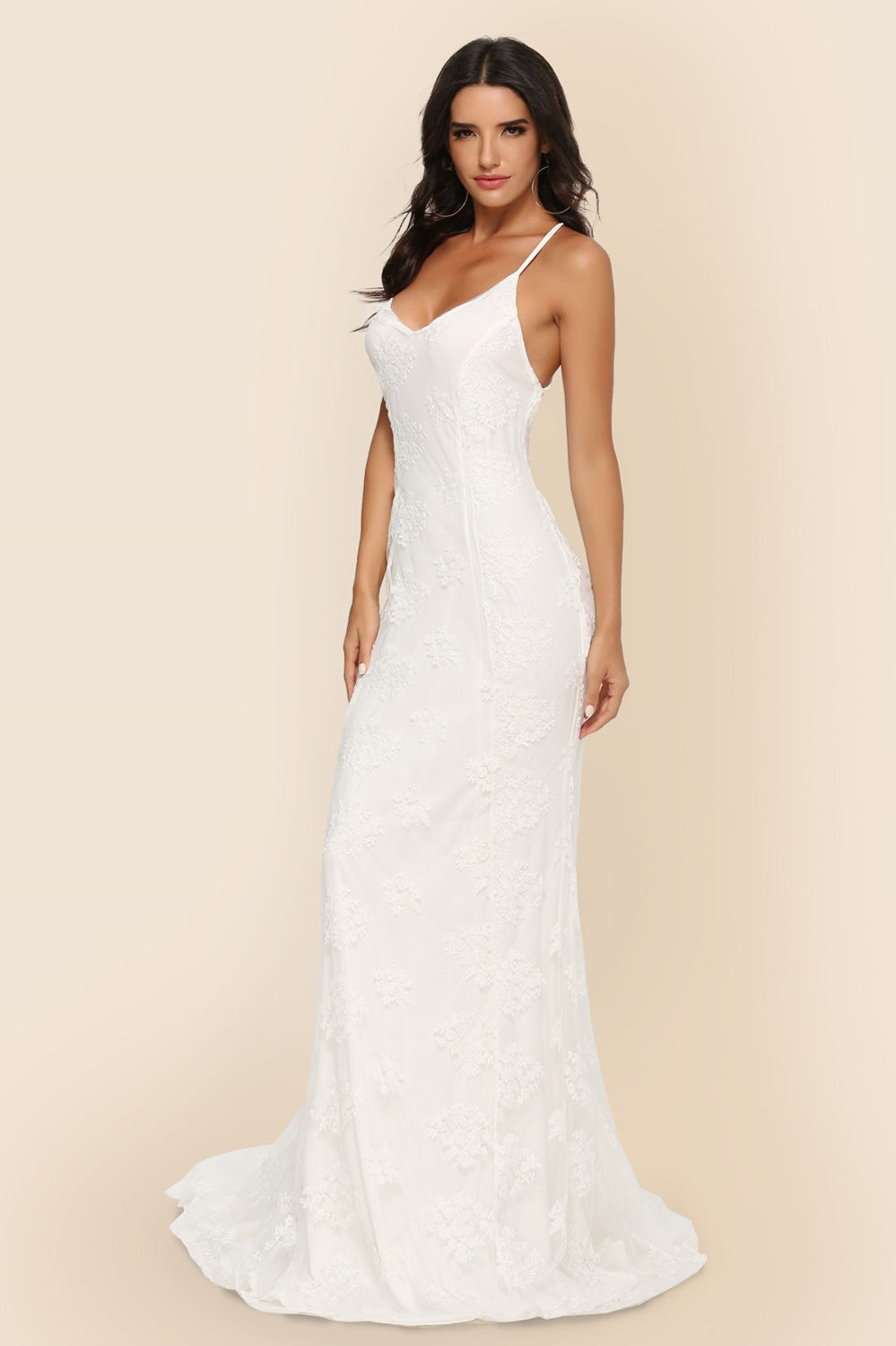 Long Sleeveless Cathedral Train Formal Dress