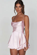 Slim Solid Color Backless Cami Mini Dress