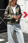 Retro Print Round Neck Cardigan Coat