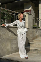 Vintage Bell Sleeve Top And Wide Leg Pants Two Piece Set