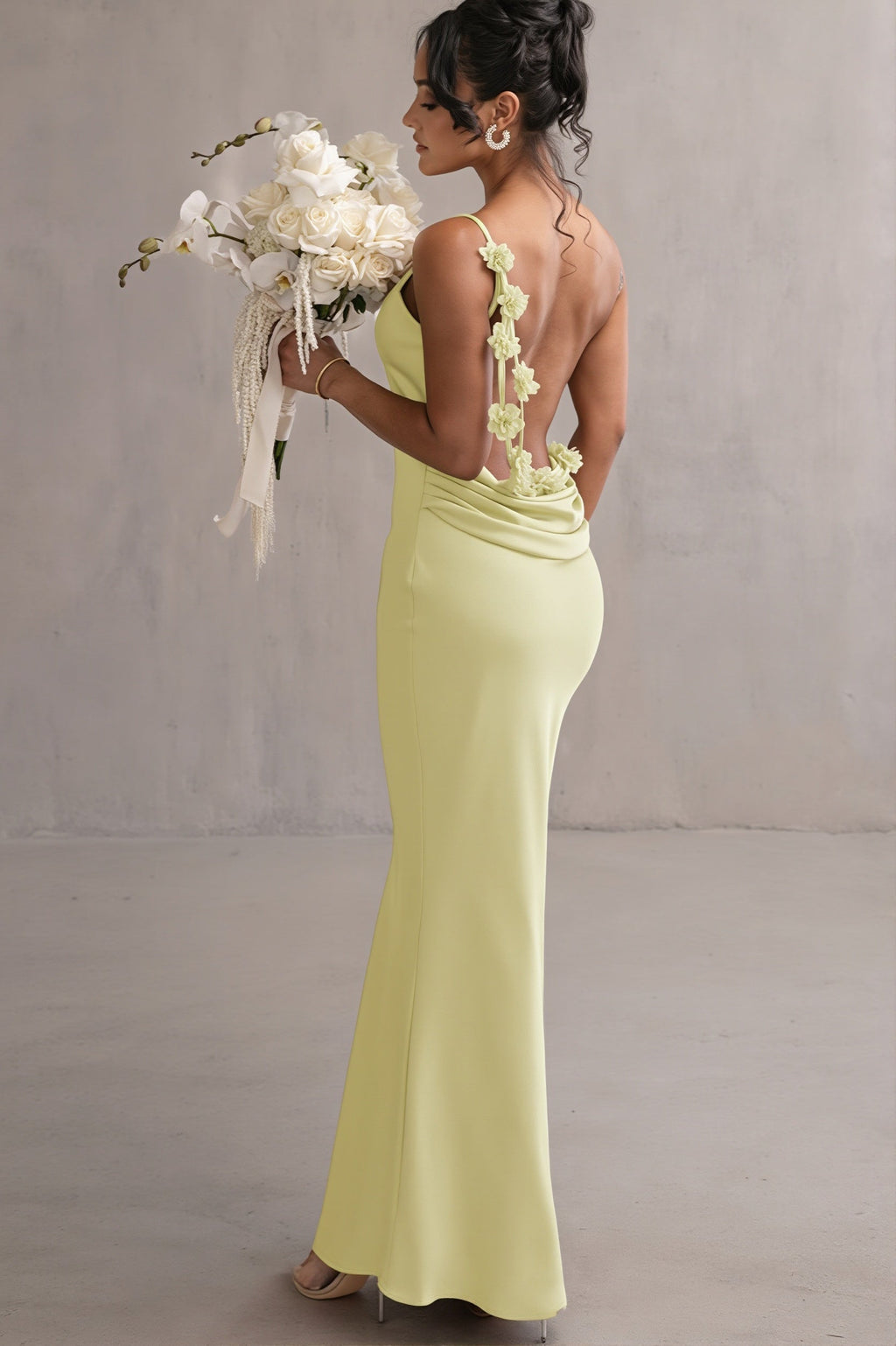 3D Flower Cami Open Back Maxi Dress