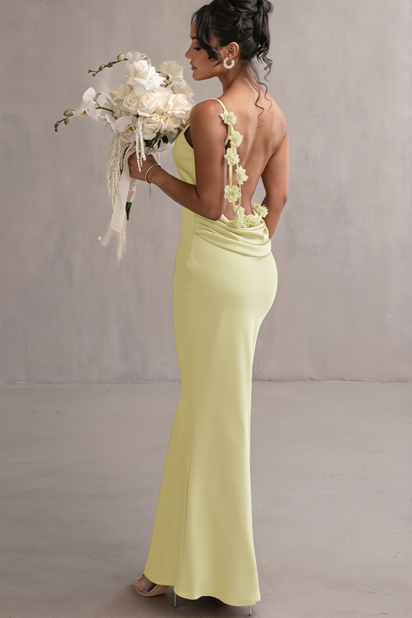 3D Flower Cami Open Back Maxi Dress