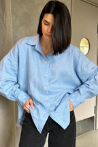 Solid Loose Casual Commuter Blouse