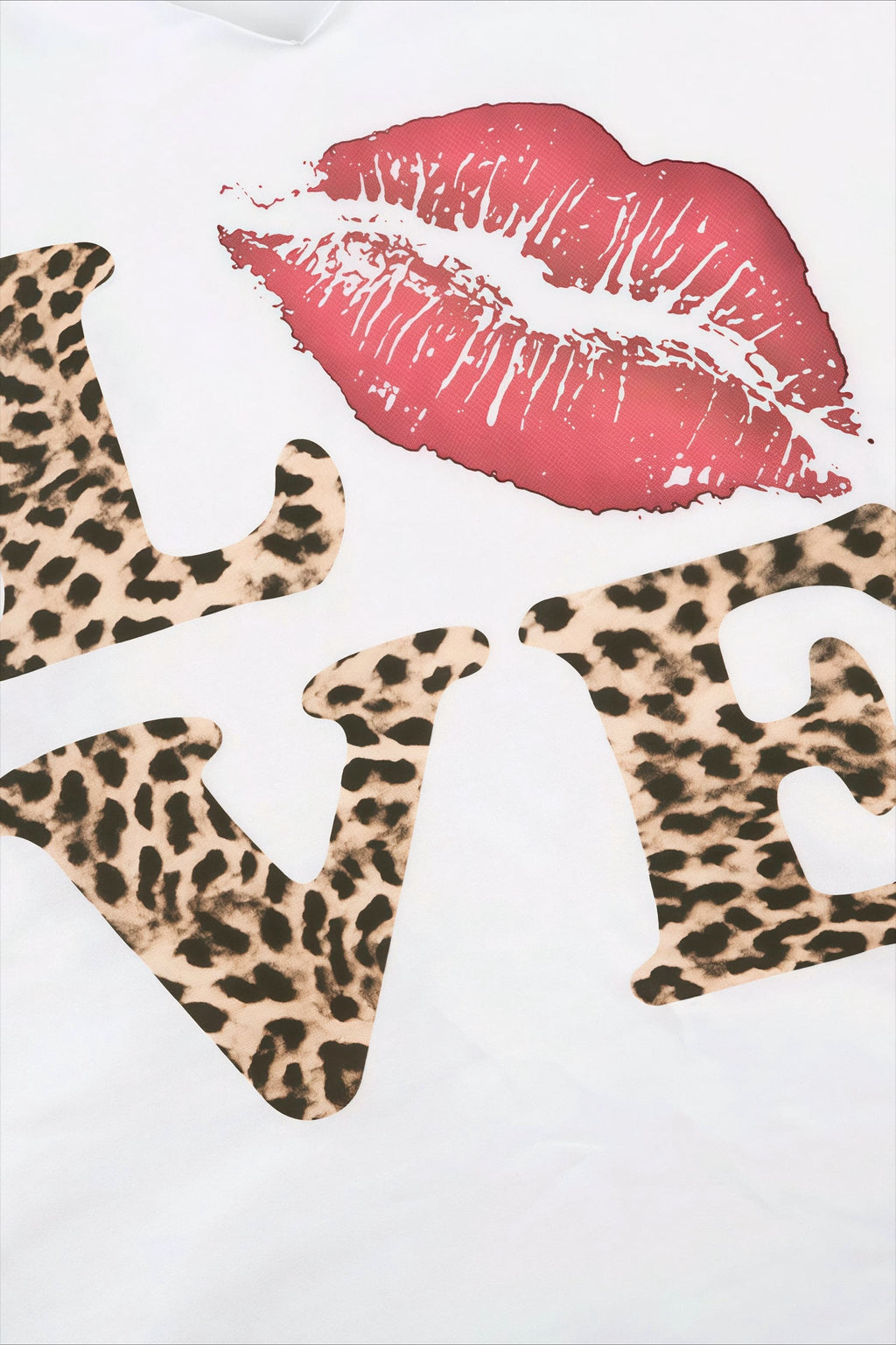 Street Style Leopard Letter Print V Neck Crop Top T-Shirt