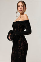 Strapless Lace Mermaid Maxi Dress