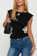 Design Floral Hollow Casual T-Shirt