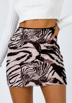 Printed Mesh Bodycon Mini Skirt