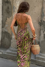 Satin Cami Backless Bodycon Maxi Dress
