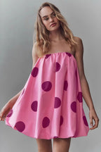Polka Dot Print Tube Top Mini Dress