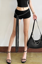 Asymmetric Shoulder Slim Shorts Two Piece Set