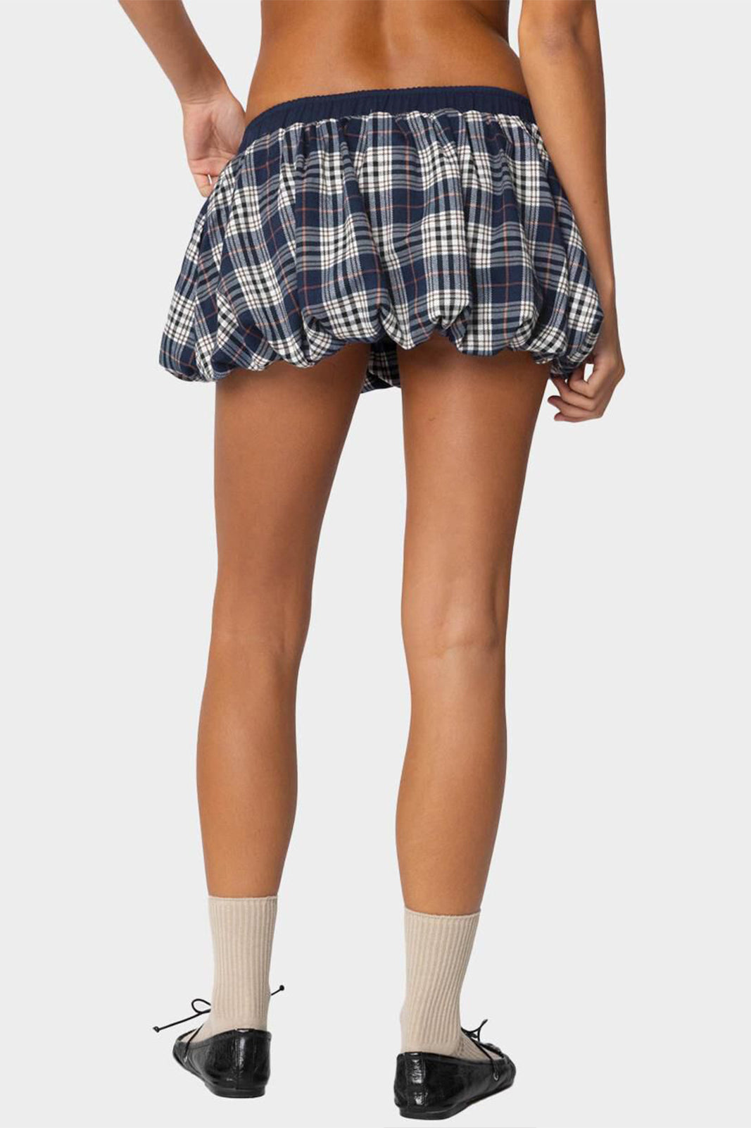Y2K Plaid Faux Button Skirt With Built-In Shorts