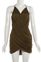 V Neck Ribbed Cami Slim Mini Dress