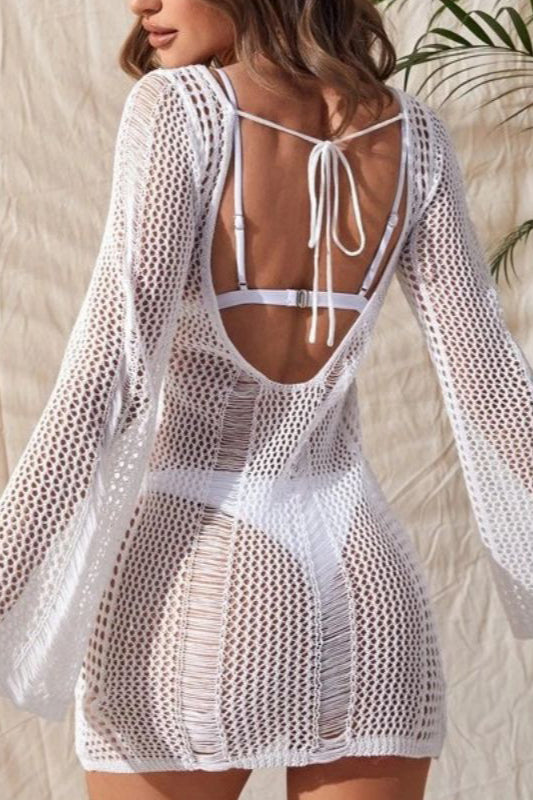 Backless Crochet Bikini Cover Up