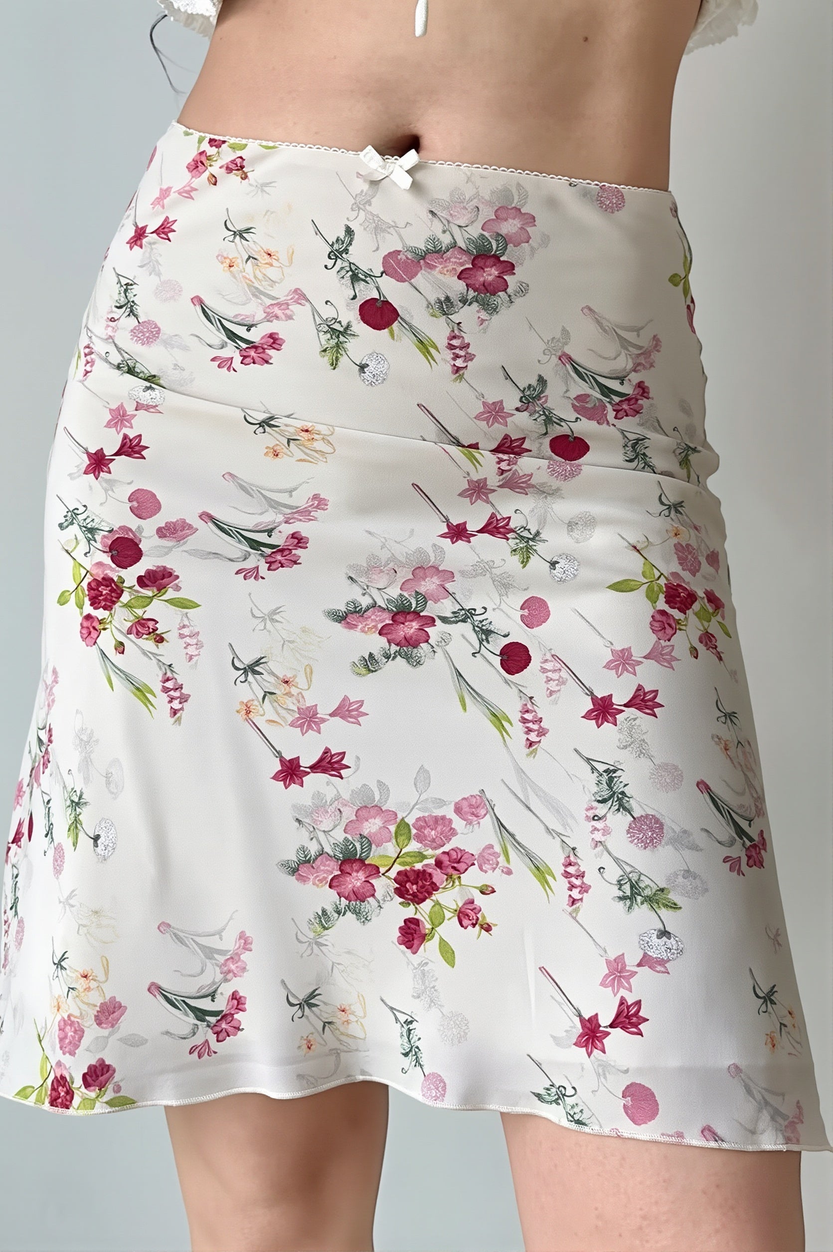Floral Ruffle Mermaid Midi Skirt