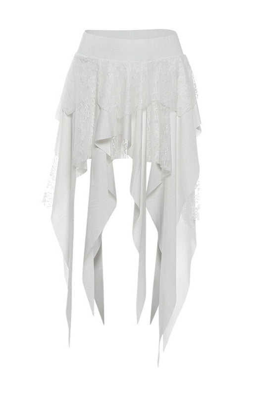 Color Block Drape Tie Asymmetric Skirt