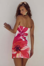 Strapless Floral Print Bodycon Mini Dress