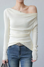 Off Shoulder Fitted Knit Top