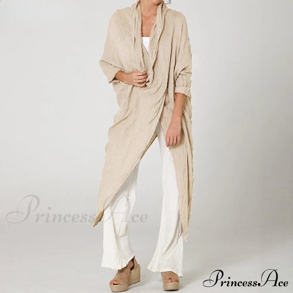 Solid Asymmetrical Cowl Neck Blouse