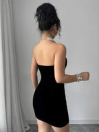 Pearl Velvet Party Evening Dress