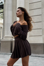 Knit Crop Top Two Piece Skirt Set