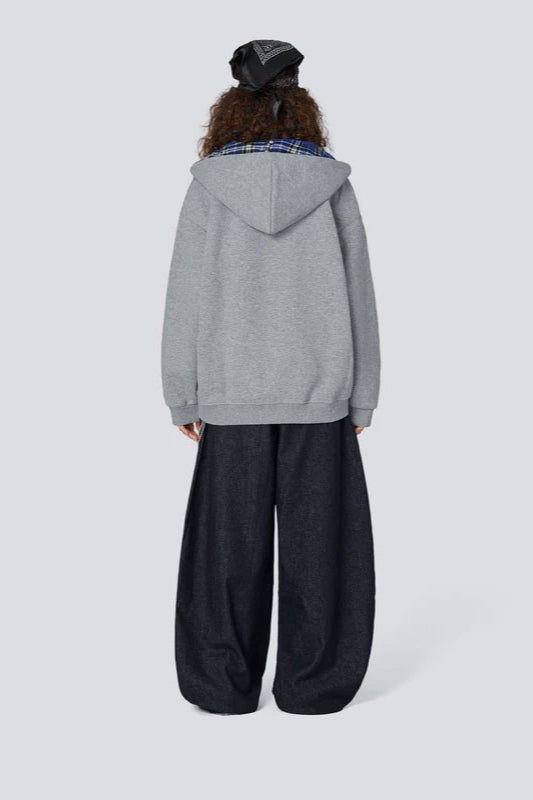 Plaid Lined Loose Hoodie
