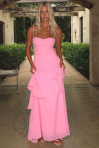 Solid Backless Spaghetti Strap Maxi Vacation Dress