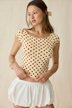 Cropped Fitted Retro Polka Dot T‑Shirt