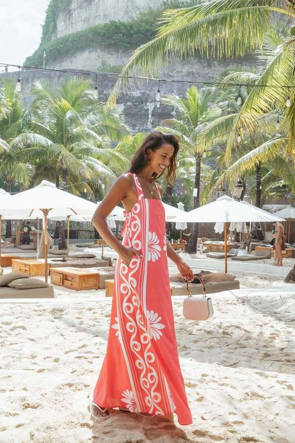 Off-Shoulder Floral Print A-Line Cami Maxi Dress