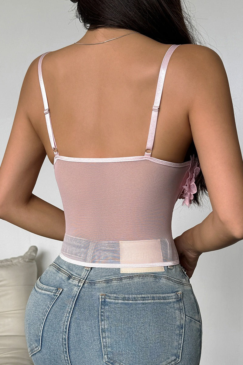 Floral Mesh Bustier Cami Top